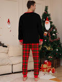 Men's Trendy Casual Christmas Pajamas Sets, Deer Elk Christmas Tree Antler Graphic Print Long Sleeve Crew Neck Top & Loose Pants Lounge Wear