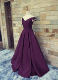 Solvbao Satin Dark Purple V-neckline Long Formal Dress, Charming Party Dresses, Satin Junior Prom Dress