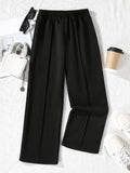 Girls Fashion Solid Color Casual Sports High Waist Wide Leg Pants Straight Leg Pants