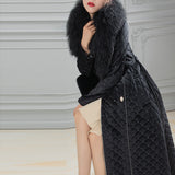 20 Winter clothing medium and long large fur collar warm jacket, thin waist design, knee long large pendulum cotton jacket for women