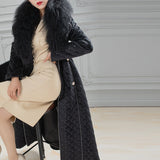 20 Winter clothing medium and long large fur collar warm jacket, thin waist design, knee long large pendulum cotton jacket for women