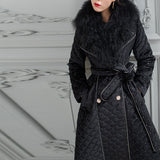 20 Winter clothing medium and long large fur collar warm jacket, thin waist design, knee long large pendulum cotton jacket for women