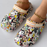 deanwangkt - Multicolor Casual Living Graffiti Patchwork Round Comfortable Shoes