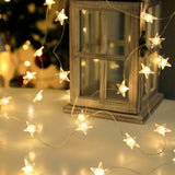 1pc Star String Lights - 3.28ft 10 Led/6.56ft 20 Led/9.84ft 30 Led, Waterproof, Battery Operated, Copper Wire, Fairy Lights, Decorative, Garden Yard, Home Scene, Living Room, Summer Wedding Birthday Party Decorations