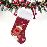 No Feather Custom Embroidered Polyester Christmas Stockings, Classic Style, Festive Holiday Decor with Elderly Snowman, Penguin, and Reindeer Designs for Home & Kitchen Use