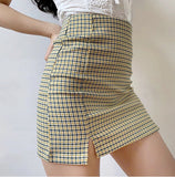 deanwangkt - Olive Check Mini Skirt