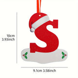 1PC Christmas Tree Decoration Letter Pendant - DIY Chevron Board Material Indoor Christmas Decorations with 26 Christmas Hat Letter for New Year Decorations