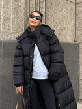 Long Length Hooded Parka, Casual Button Front Winter Warm Outerwear, Women's Clothing