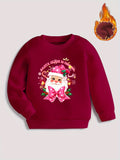 Girls' Festive Santa Claus Print Sweatshirt - Cozy Polyester, Round Neck Pullover for Fall/Winter