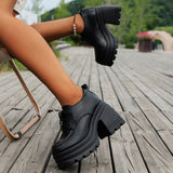 deanwangkt - Black Casual Frenulum Solid Color Round Out Door Wedges Shoes (Heel Height 3.94in)