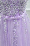 Solvbao Cute Light Purple Tulle Short Prom Dress, Lace Applique Formal Dress