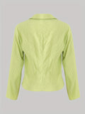 Textured Polo Collar Button Blouse, Casual Long Sleeve Blouse For Spring & Fall, Women's Clothing