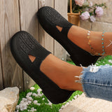 Comfy Womens Flat Shoes - Breathable Knitted Slip-On Loafers for Casual Outdoor Walking - Lightweight Fabric Upper, TPU Sole, and Soft Insole for All-Season Comfort