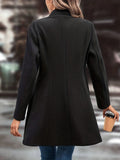 deanwangkt-1  Solid Single Button Lapel Overcoat, Versatile Long Sleeve Winter Outwear, Women's Clothing