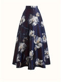 Women's Maternity Flowers Print Skirt Elegant Maxi Dress For Fall Winter, Pregnant Women's Clothing