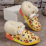 deanwangkt - Black Casual Patchwork Frenulum Printing Round Keep Warm Comfortable Out Door Shoes