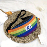 Rainbow Design Fanny Pack, Trendy Chest Bag, Women's Casual Crossbody Bag For Outdoor