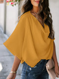 Women's Blouse V-neck Loose Casual Fashion Chiffon Solid Blouse