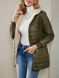 Fleece Lined Zip Up Coat, Casual Long Sleeve Cotton-padded Coat, Women's Clothing