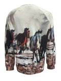 Horse Head Print Pullover Sweatshirt, Casual Long Sleeve Crew Neck Sweatshirt For Fall & Winter, Women's Clothing