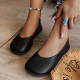 Chic Lightweight Mary-jane Flats for Women - All-Season Elegant Slip-On Work Shoes in Solid Color