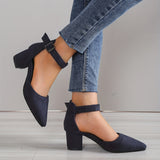 deanwangkt  Stylish Spring High Heels: Breathable Micro Suede, Secure Ankle Strap, Pointed Toe - All-Day Comfort & Versatility