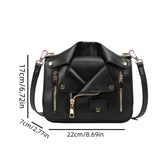 deanwangkt-1 Street Style Black Crossbody Bag, PU Leather Zipper Shoulder Bag, Fashion Square Shoulder Bag