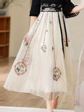 High Waist Embroidered Skirt, Ethnic Style Retro Casual Skirt, Women's Clothing