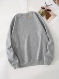 Solid Color Crew Neck Long Sleeve Sweater, Plush Inner Outwear Pullover Shirt, Women's Clothing