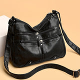 Solid Color Zipper Crossbody Bag, PU Leather Textured Bag, Classic Fashion Versatile Shoulder Bag