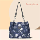 Large Capacity Punk Floral Skull Print Tote Bag - Stylish Single-Strap Shoulder Bag with Fixed Straps, Zipper Closure, Polyester Lining - Versatile Handbag for Daily Commute, Work, and Travel