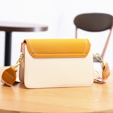 Stitch Detail Flap Square Bag, Trendy Colorblock Crossbody Bag, Casual Shoulder Purse With Wide Strap