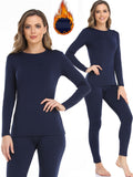 Womens Seamless Thermal Underwear Set - Soft & Stretchy Long Sleeve Tops & Pants - Warm Loungewear for All Seasons - Comfortable Crew Neck, Thermal Insulation, and Seamless Design for Effortless Style