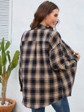 Plaid Pattern Button Down Shirt, Casual Long Sleeve Lapel Shirt, Women's Clothing