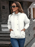 Drawstring Hooded Windproof Jacket, Casual Solid Long Sleeve Outerwear, Women's Clothing