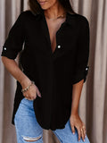 Versatile Solid Button Shirt, Casual Long Sleeve Shirt For Spring & Fall, Women's Clothing