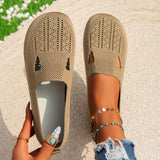 Comfy Womens Flat Shoes - Breathable Knitted Slip-On Loafers for Casual Outdoor Walking - Lightweight Fabric Upper, TPU Sole, and Soft Insole for All-Season Comfort