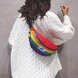 Rainbow Design Fanny Pack, Trendy Chest Bag, Women's Casual Crossbody Bag For Outdoor