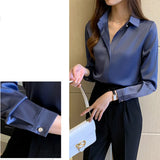 Women's Blouses Shirts Silk Women's Shirt Long Sleeve Fashion Woman Blouses Satin Top Female Shirts and Blouse Basic Ladies Tops OL Women Clothing 230503