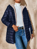 Fleece Lined Zip Up Coat, Casual Long Sleeve Cotton-padded Coat, Women's Clothing