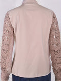 Women's Blouse Lace Crochet Lapel Button Flare Sleeve Elegant Top Blouse