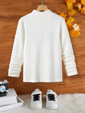 Kid's Casual Turtleneck Sweater, Cable Knit Pullover, Causal Long Sleeve Top, Boy's Clothes For Spring Fall Winter