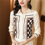 Fashion Plus Size Shirts Designer Tops Women's Lapel Runway Button Shirt Long Sleeve Spring Autumn Winter Office Ladies Printed Blouses Back to School Top