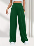 Solid Elastic Waist Loose Pants, Casual Wide Leg Pants For Spring & Summer, Women's Clothing