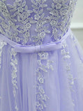 Solvbao Lovely Tulle Round Neckline Applique Purple Party Dress, Lavender Homecoming Dress