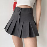 deanwangkt - Campus Drama Button Pleated Skirt