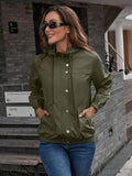 Drawstring Hooded Windproof Jacket, Casual Solid Long Sleeve Outerwear, Women's Clothing