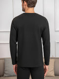 Stay Warm & Stylish: Men's Solid Color Thermal Crew Neck Top – Soft, Stretchy, Durable Knit for Winter