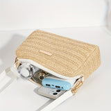 Woven Elegant Crossbody Bag, Zipper Holiday Vacation Beach Bag With Adjustable Strap