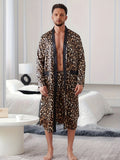 Mens Soft Leopard Pajama Set - Ultra-Soft and Gentle Fabric, Vibrant Premium Print Design, Cozy Sleep Robe and Matching Short - Latest Fashion Trend for Mens Comfort and Style